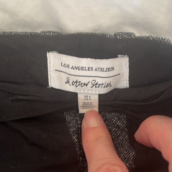 & Other Stories Flared High-Rise Wide Leg tweed wool pants Size 4 - Picture 4 of 7